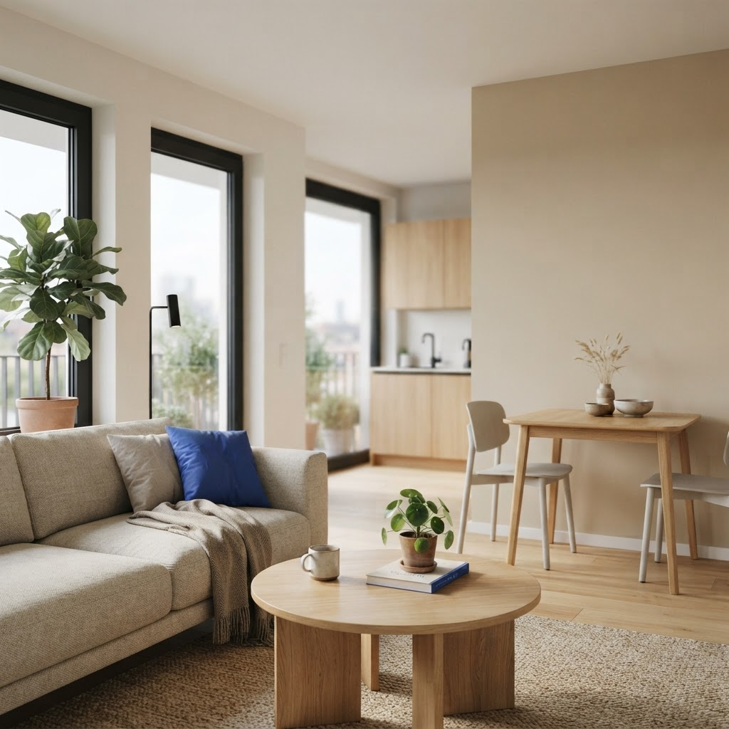 Bright BHH Living apartment with a cozy living area and modern furnishings